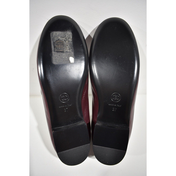 Chanel 17A Burgundy Red Braided CC Logo Gold Chain Slide Loafer Moccasin Flat 37 - Picture 10 of 10